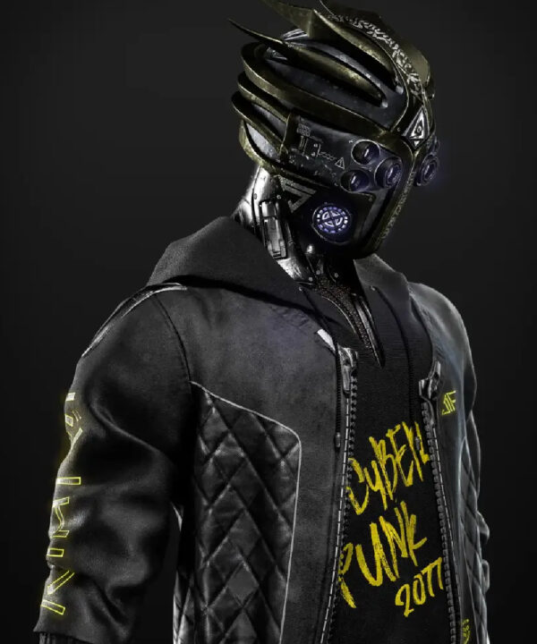 Cyberpunk Cyborg Black Genuine Leather Bomber Jacket