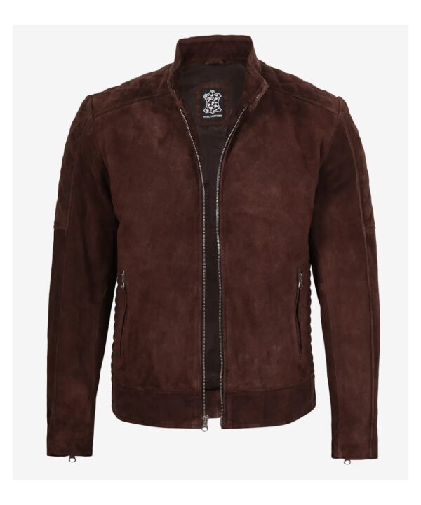 Dark Brown Suede Biker Jacket for Men – Classic Rider Style