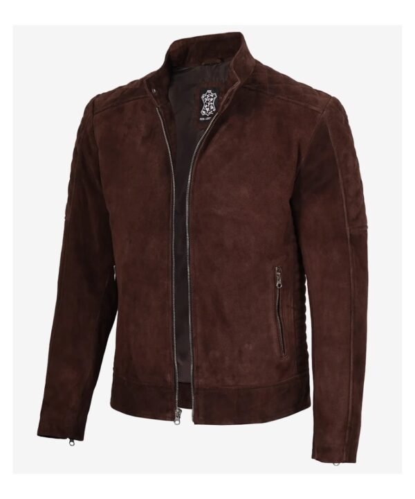 Dark Brown Suede Biker Jacket for Men – Classic Rider Style
