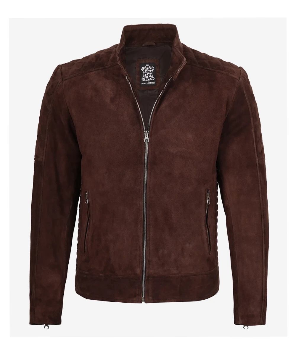 Dark Brown Suede Biker Jacket for Men – Classic Rider Style