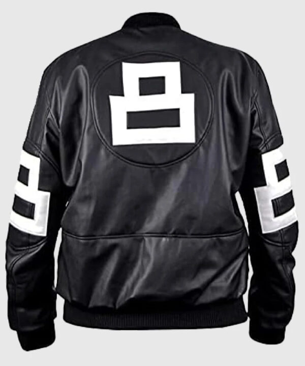 Dizller 8 Ball Letterman Black Bomber Leather jacket