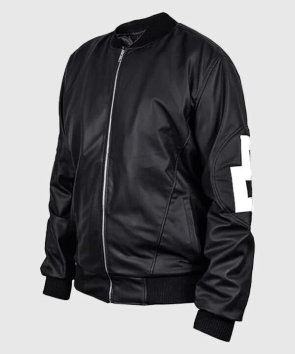 Dizller 8 Ball Letterman Black Bomber Leather jacket