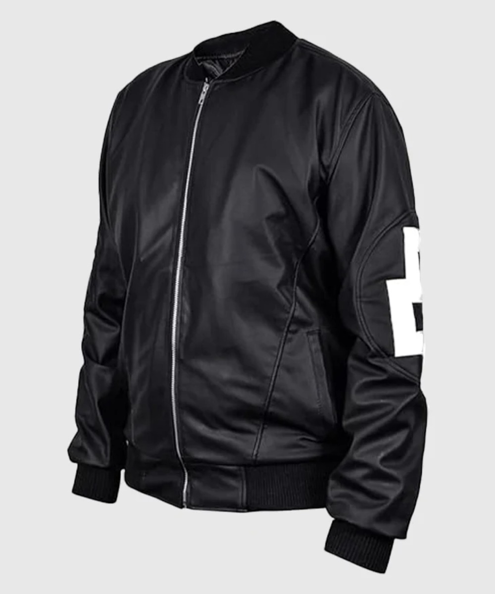 Dizller 8 Ball Letterman Black Bomber Leather jacket