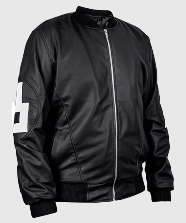 Dizller 8 Ball Letterman Black Bomber Leather jacket