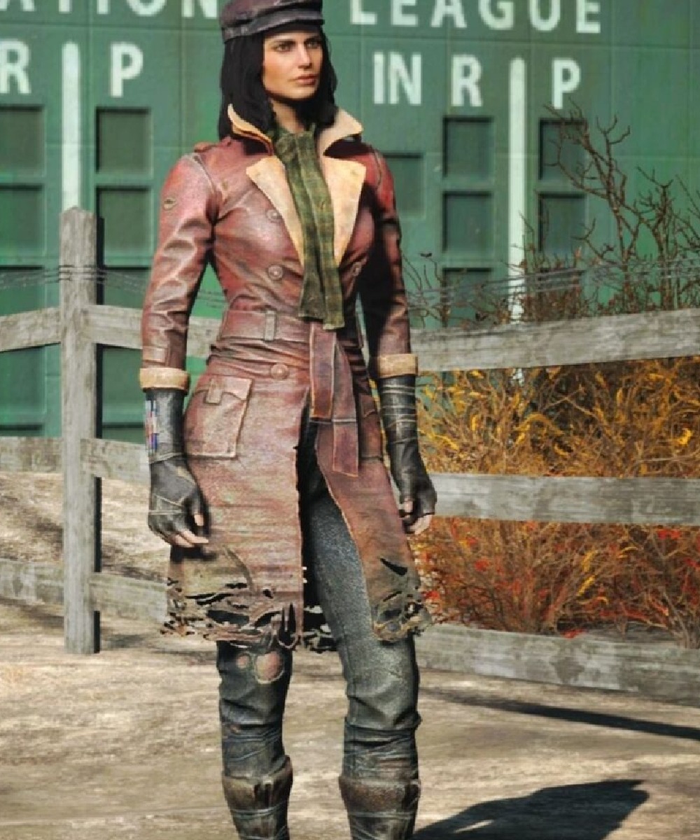 Fallout 4 Piper Brown Leather Trench Coat