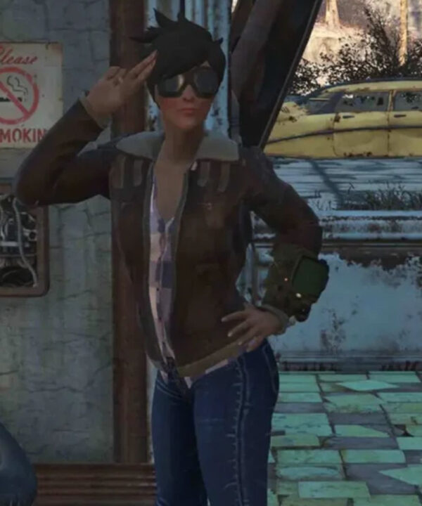 Game Fallout 76 Tracer Brown Leather Jacket