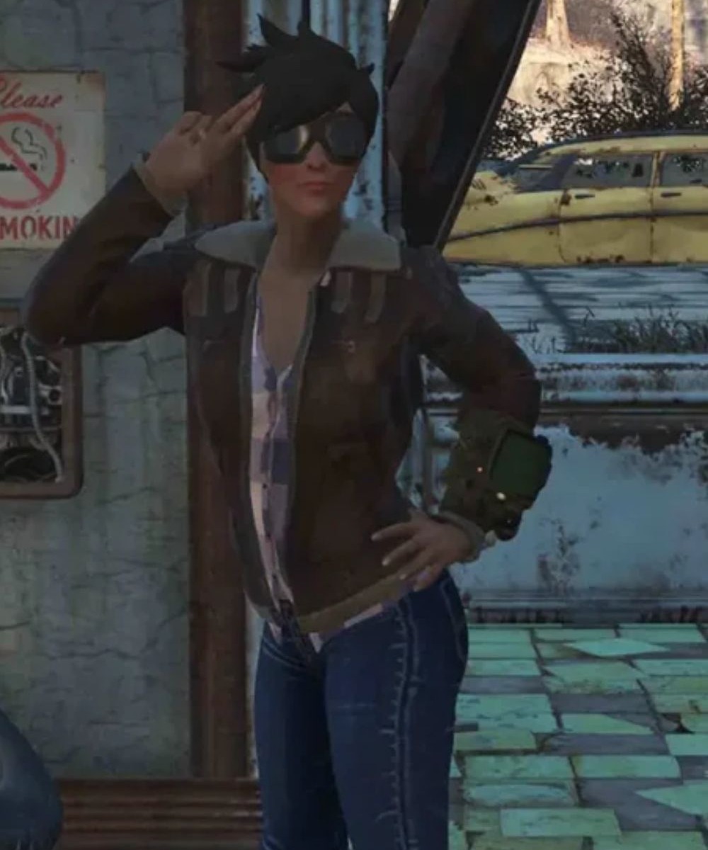 Game Fallout 76 Tracer Brown Leather Jacket