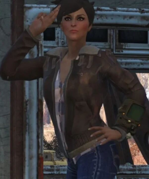 Game Fallout 76 Tracer Brown Leather Jacket