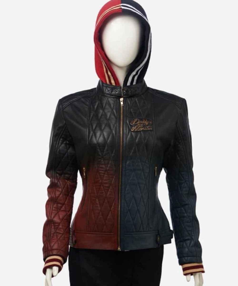 Harley Quinn Daddy’s Lil’ Monster Quilted Black Leather Jacket