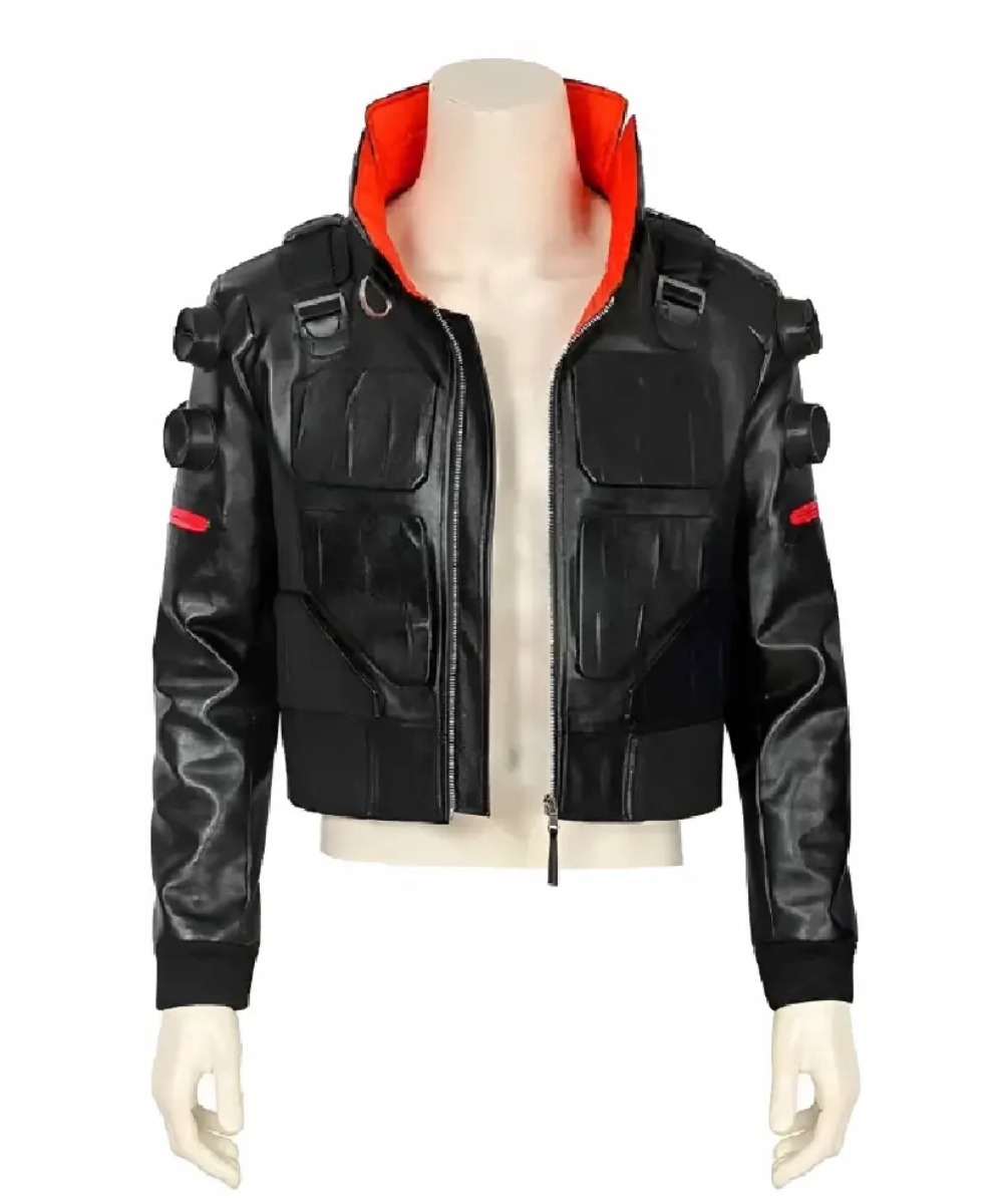 Jackie Welles Cyberpunk Black Genuine Leather Bomber Jacket