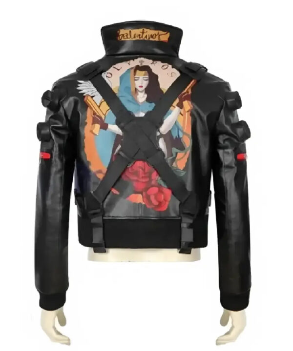 Jackie Welles Cyberpunk Black Genuine Leather Bomber Jacket