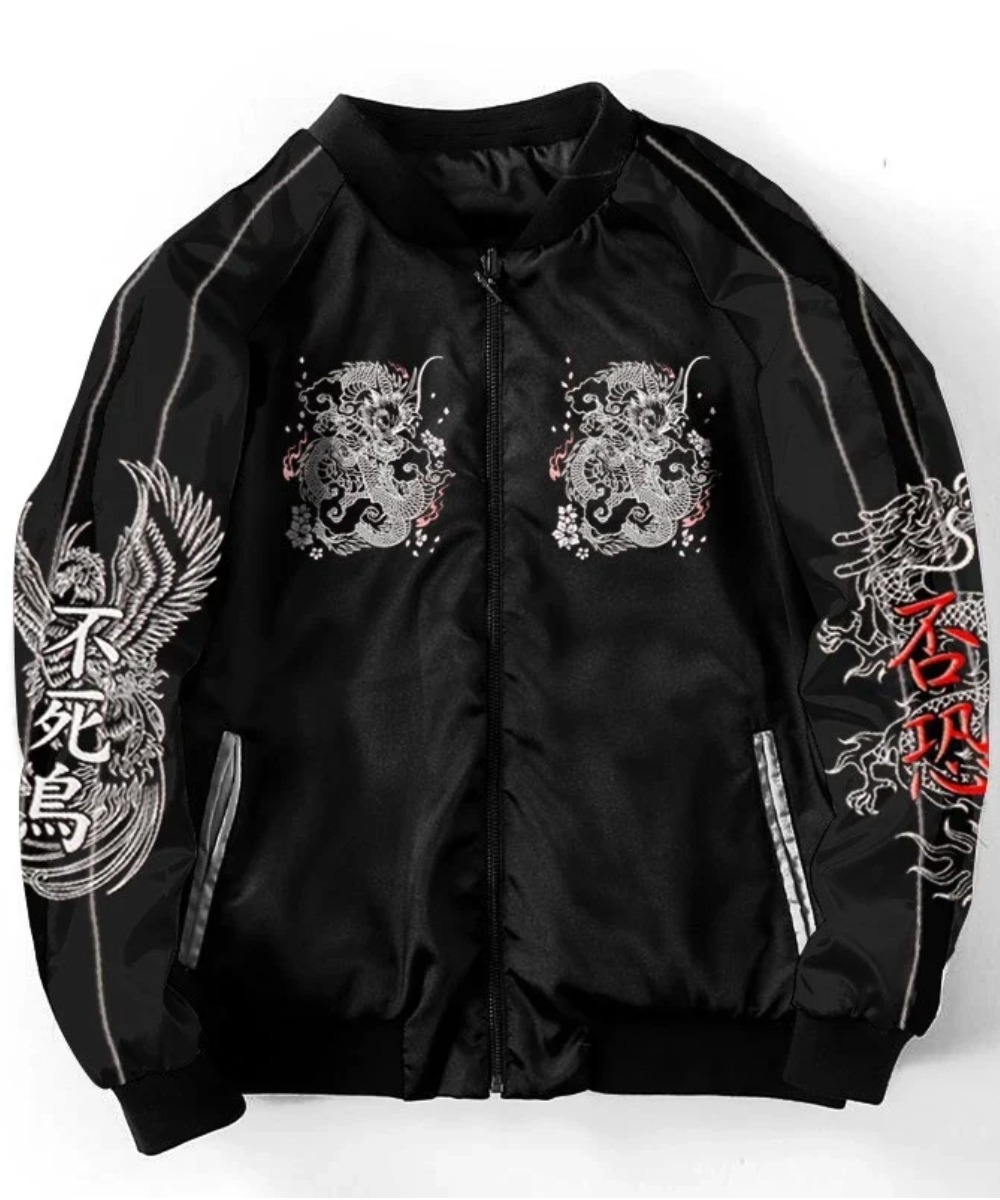Japanese Orange Techwear Bomber Jacket