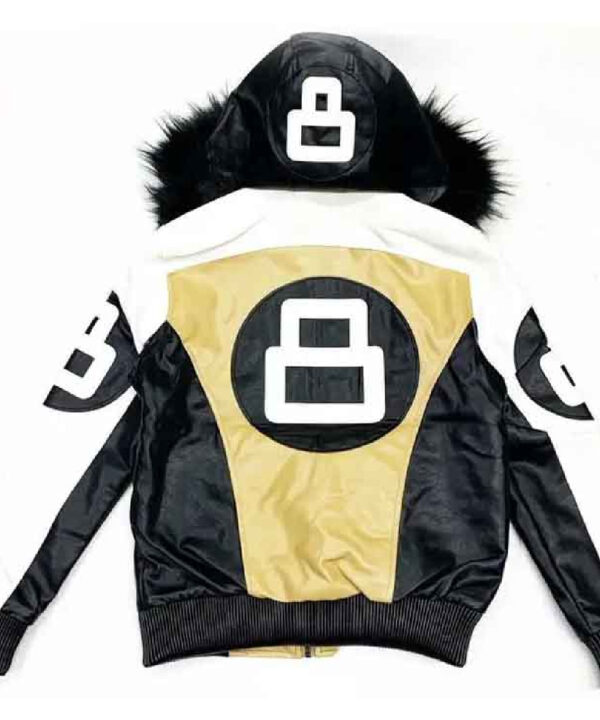 Khaki and White 8 Ball Hooded Jacket