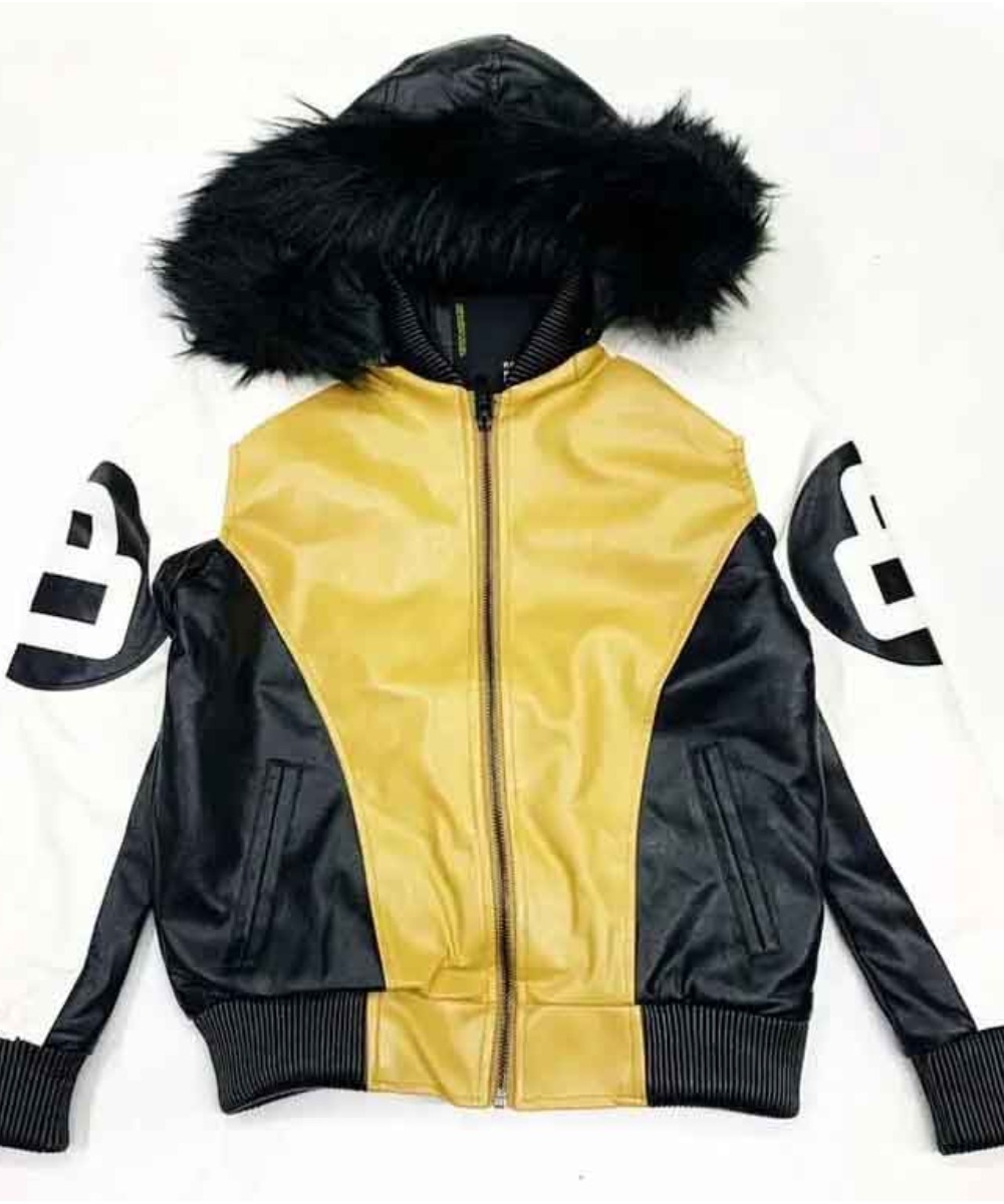 Khaki and White 8 Ball Hooded Jacket