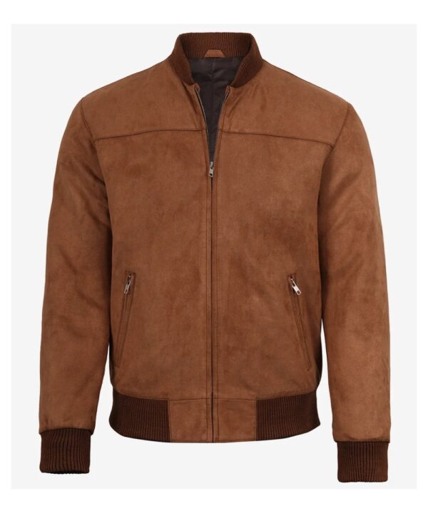 Light Brown Faux Suede Jacket For Men's With Western Style