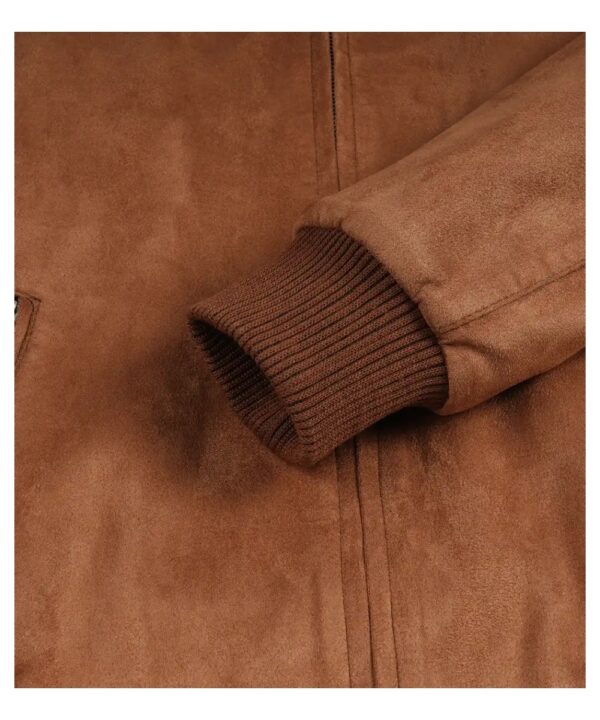 Light Brown Faux Suede Jacket For Men's With Western Style