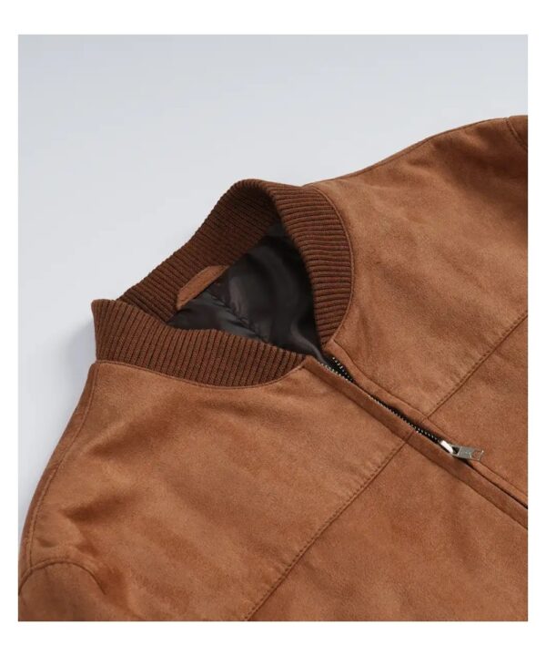 Light Brown Faux Suede Jacket For Men's With Western Style