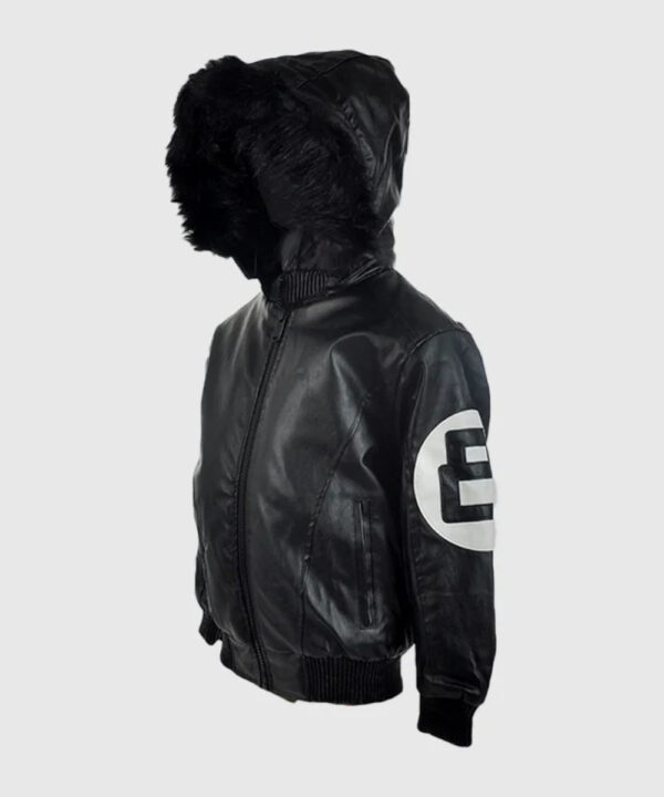 Men's 8 Ball Pool Hooded Bomber leather Jacket