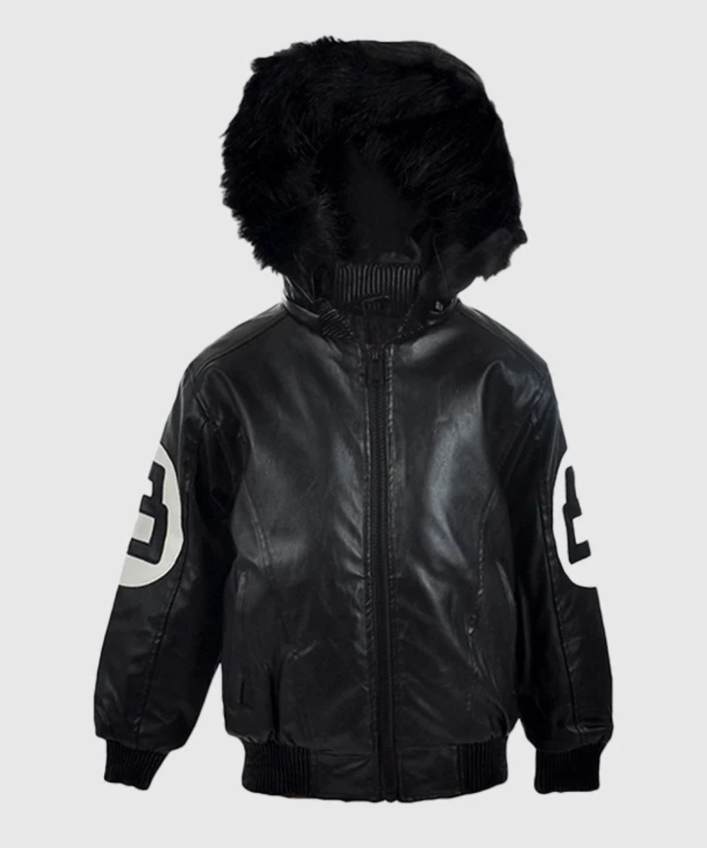 Men's 8 Ball Pool Hooded Bomber leather Jacket