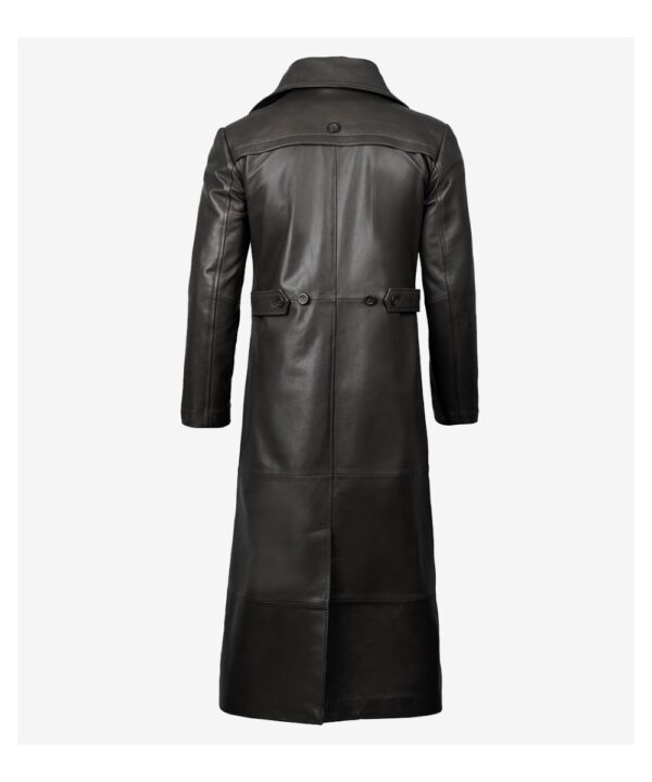 Men’s Black Leather Duster Coat – Classic Long Style