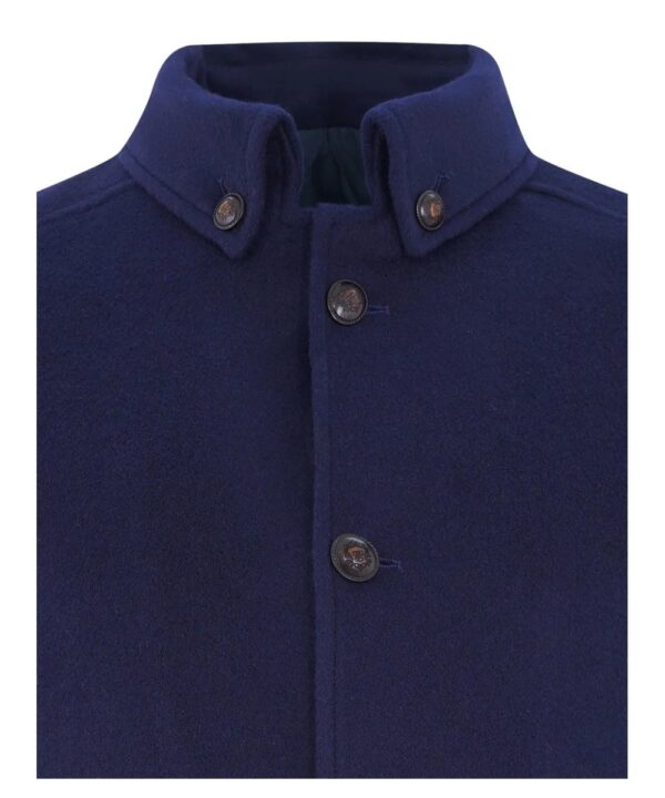 Men’s Plum Wool Jacket – Button-Down Collar for Winter