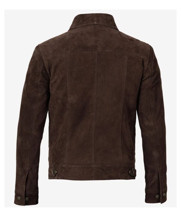 Men’s Premium Dark Brown Suede Jacket – Trucker Design