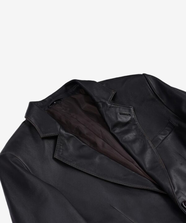 Men’s Vintage Brown Leather Blazer – Classic Two-Button Design