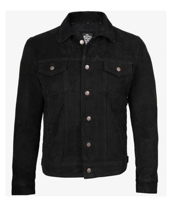 Premium Black Suede Trucker Jacket For Men's
