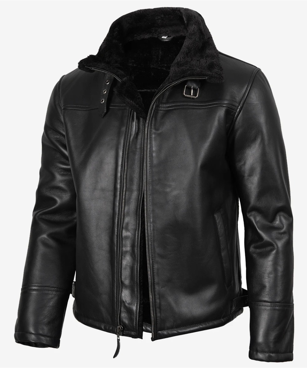 Men’s Black B3 Aviator Jacket – Faux Shearling Lined