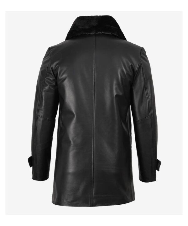 Men’s Black Real Leather Bomber Coat – Classic Winter Style
