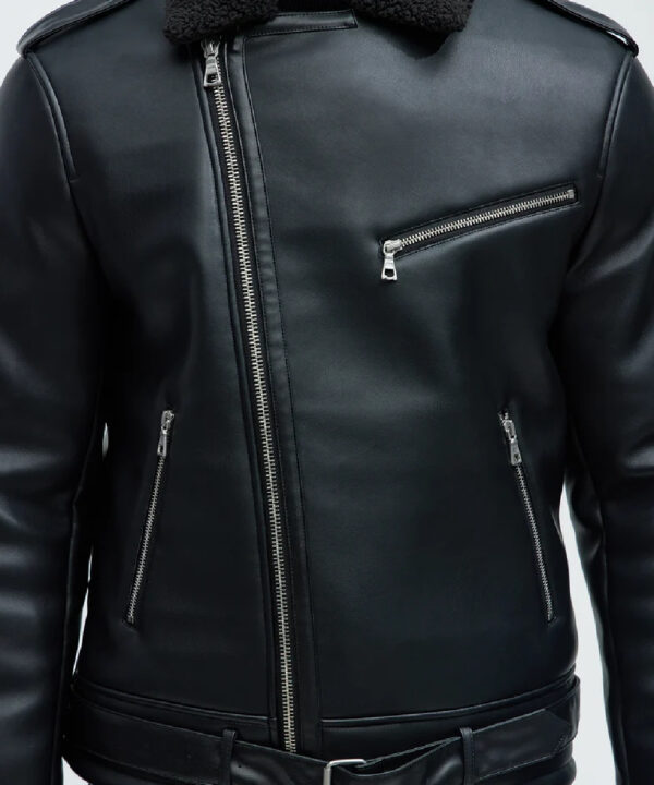 Men’s Black Faux Leather Moto Jacket – Rugged Biker Style