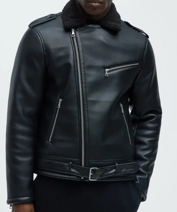 Men’s Black Faux Leather Moto Jacket – Rugged Biker Style