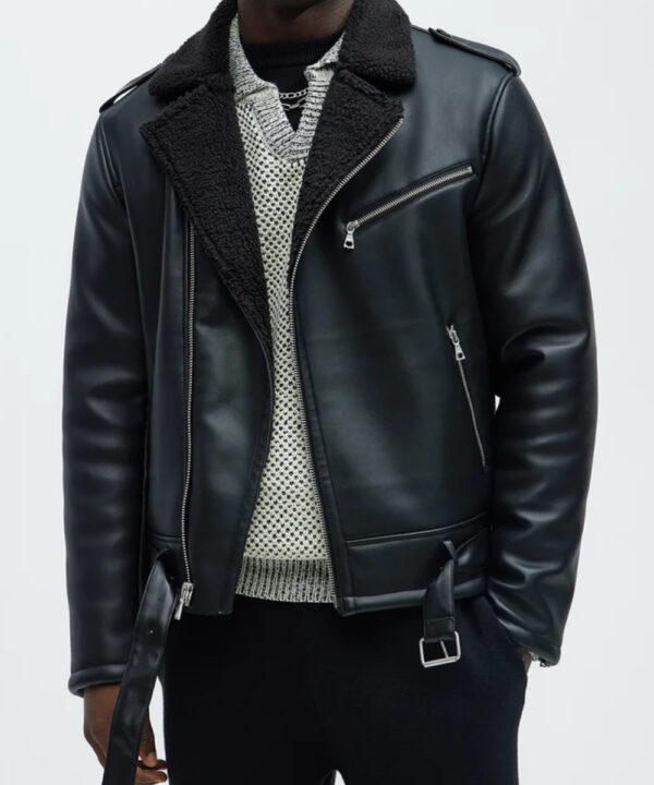 Men’s Black Faux Leather Moto Jacket – Rugged Biker Style