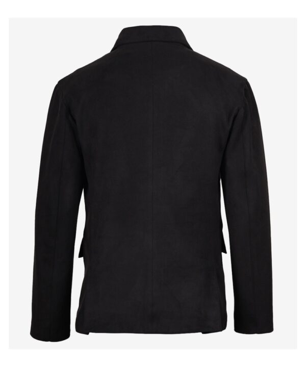 Men’s Black Faux Suede Blazer – Classic Two-Button Style