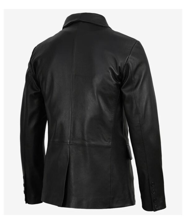 Men’s Black Leather Blazer – Shawl Lapel Style