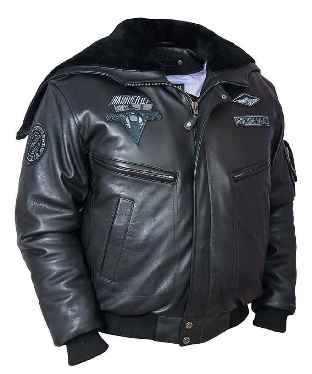 Men’s Black Leather Flight Jacket – Classic Aviator Style