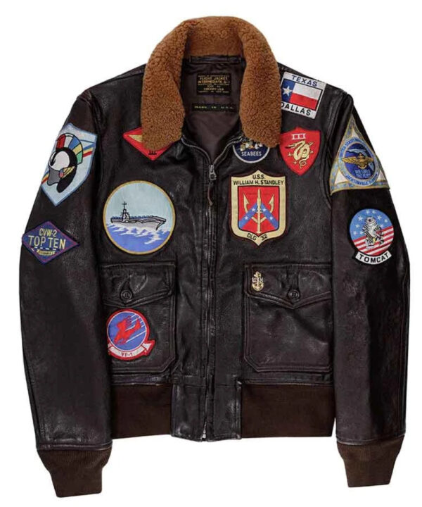 Men’s Black Navy Leather Flight Jacket – Aviator Style