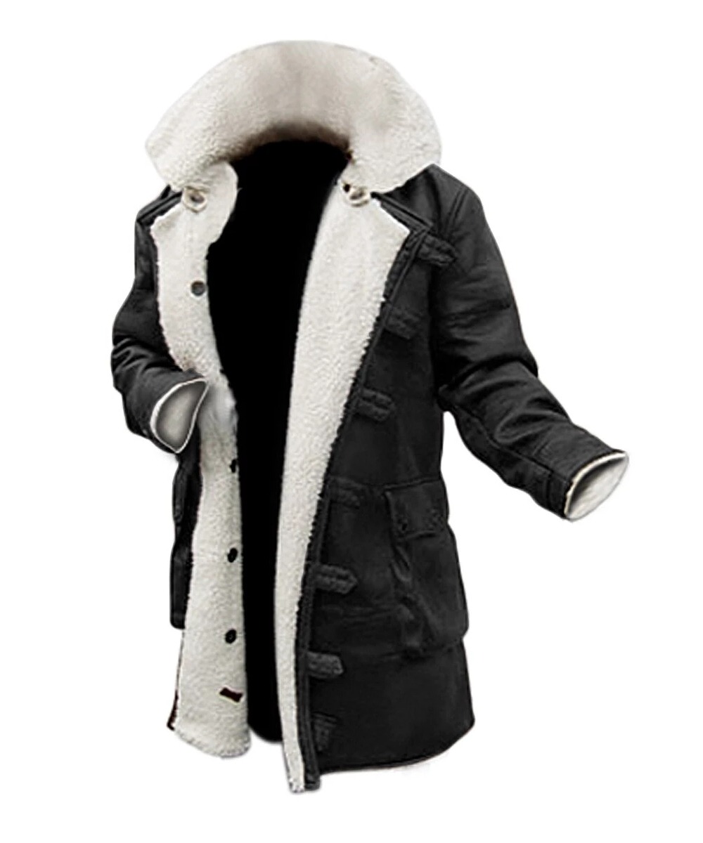 Men’s Black Real Leather Bomber Coat – Classic Winter Style