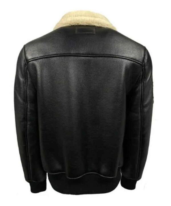 Men’s Black Shearling Leather Jacket – Rugged Aviator Style