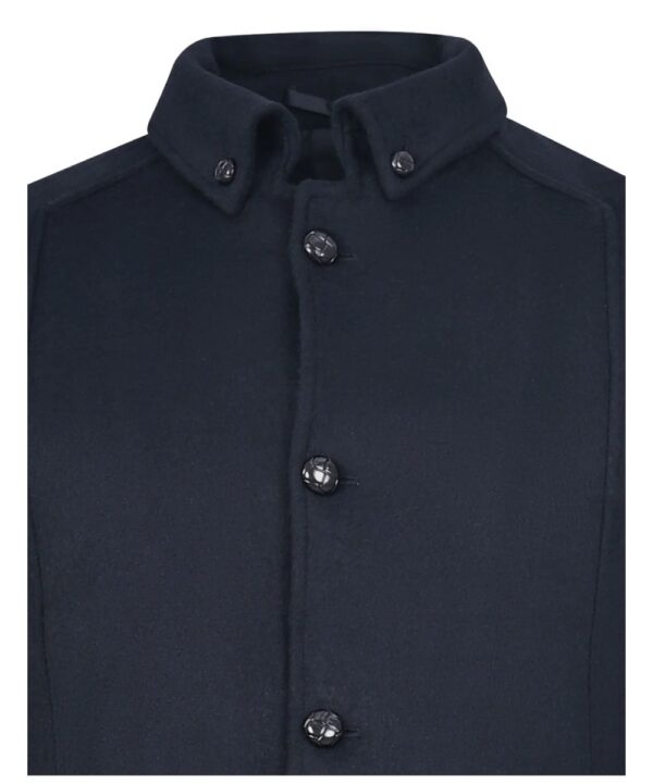 Men’s Black Wool Jacket – Button Collar Winter Style
