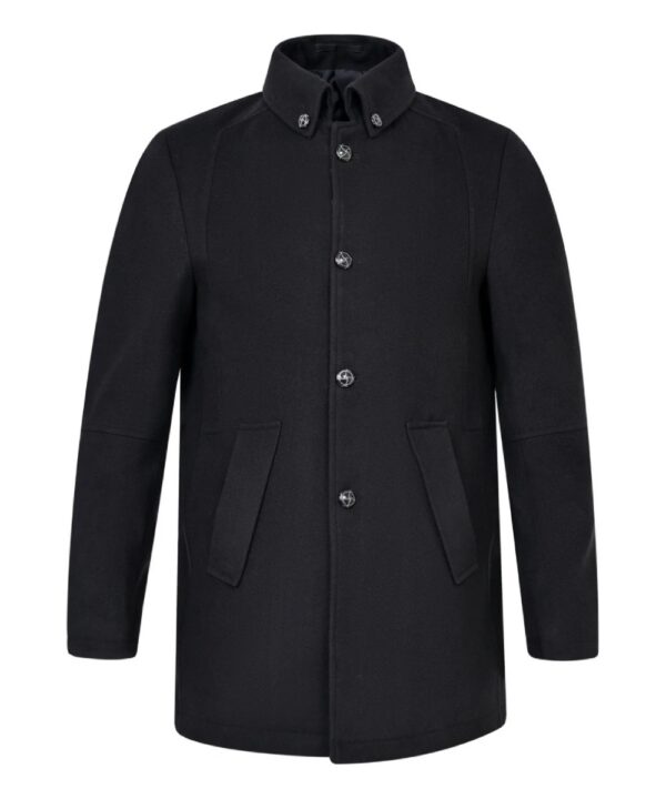Men’s Black Wool Jacket – Button Down Collar Classic Style