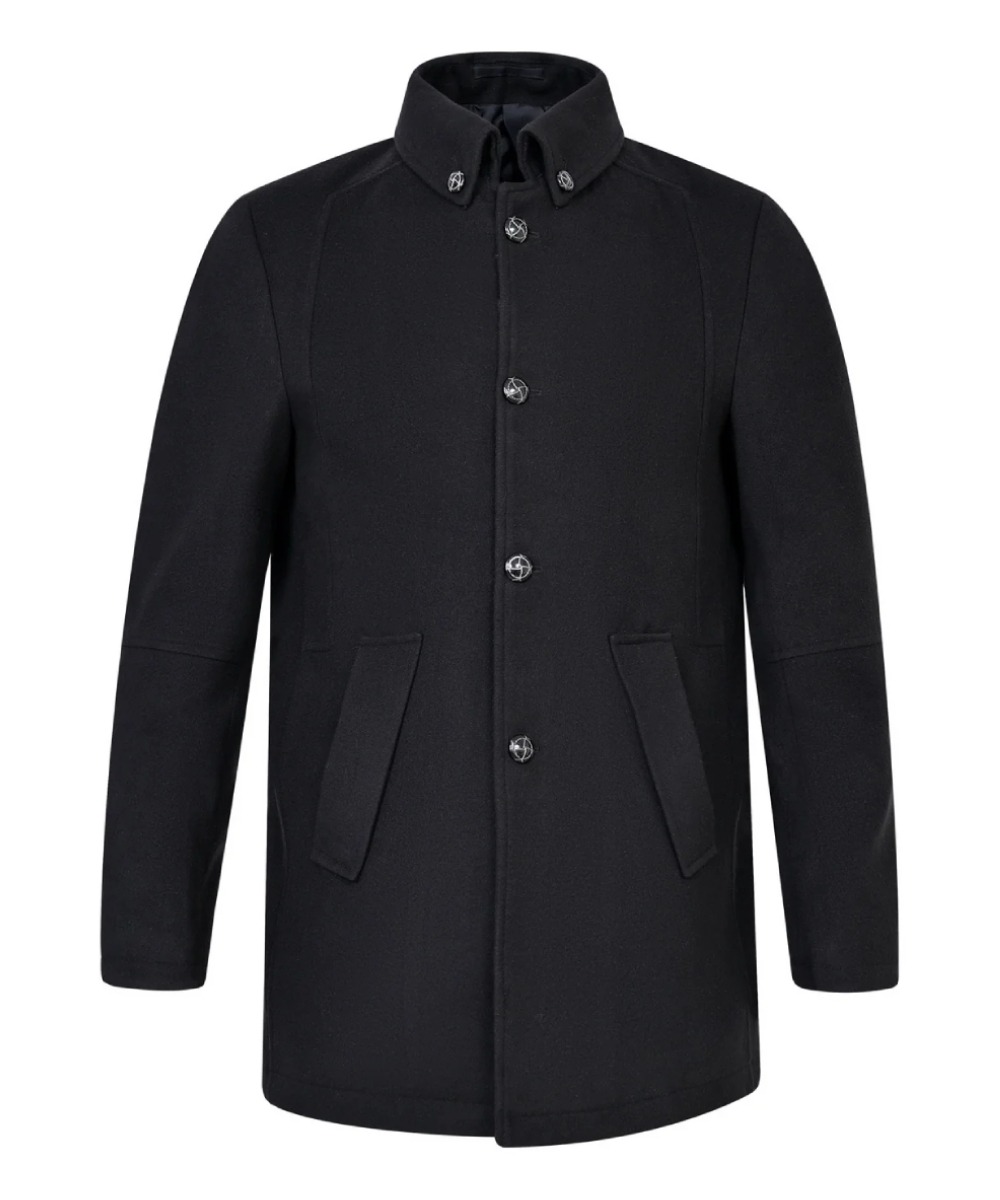 Men’s Black Wool Jacket – Button Down Collar Classic Style