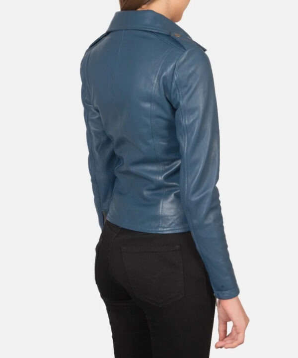 Men’s Blue Leather Moto Jacket – Rugged Street Style
