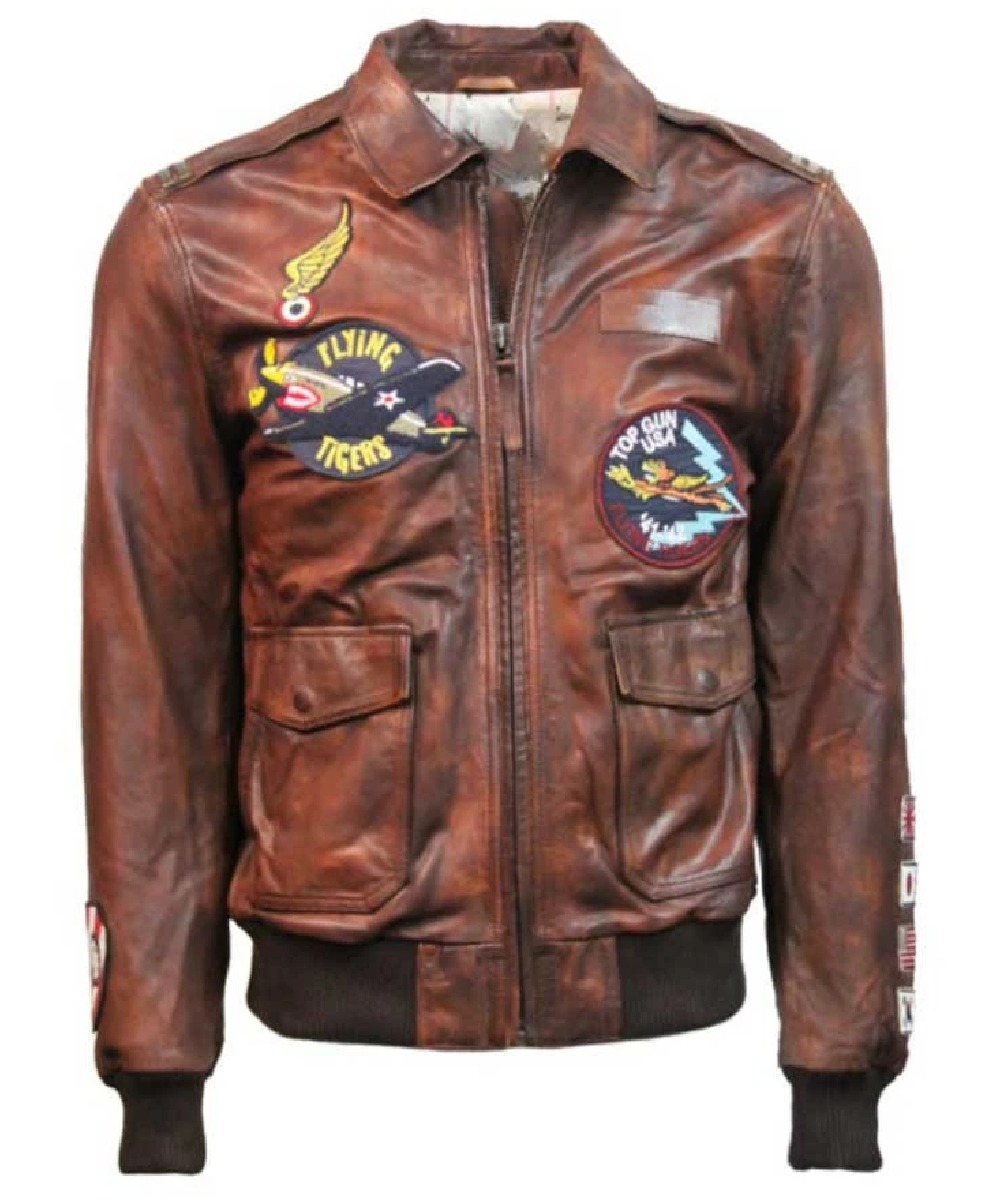 Men’s Brown Leather Aviator Jacket – Classic Flight Style