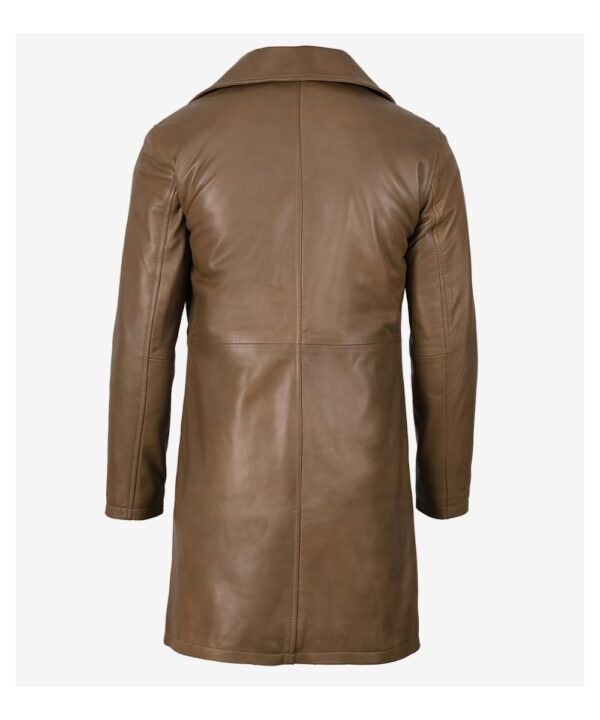 Men’s Brown Leather Car Coat – Classic Long Style
