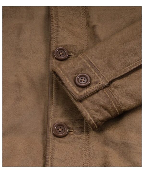 Men’s Camel Waxed Leather Harrington Jacket – Classic Style
