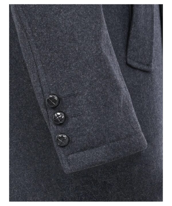 Men’s Charcoal Wool Jacket – Classic Button Collar Winter Style