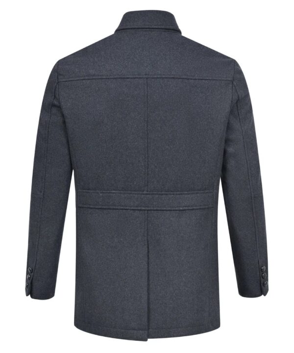 Men’s Charcoal Wool Jacket – Classic Button Collar Winter Style