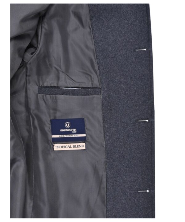 Men’s Charcoal Wool Jacket – Classic Button Collar Winter Style