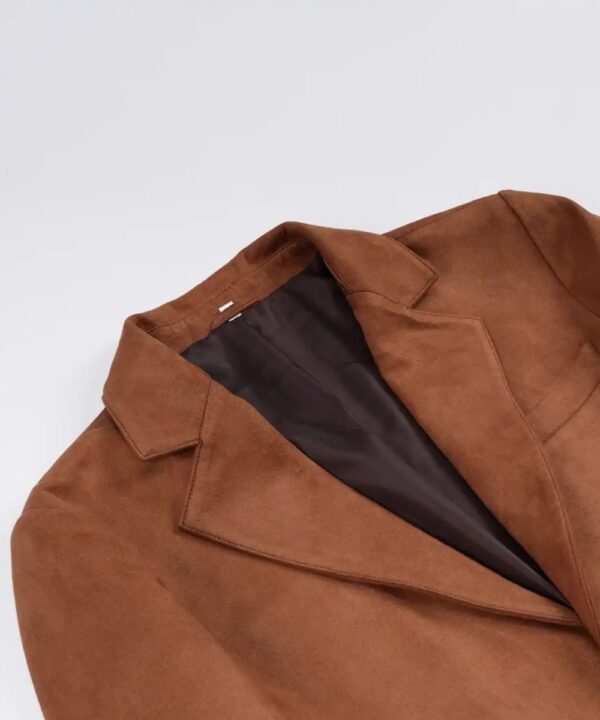 Men’s Light Brown Faux Suede Blazer Jacket – Elegant Casual Style
